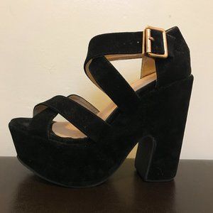 Lailizhilv Black Velvet Platform Size 6